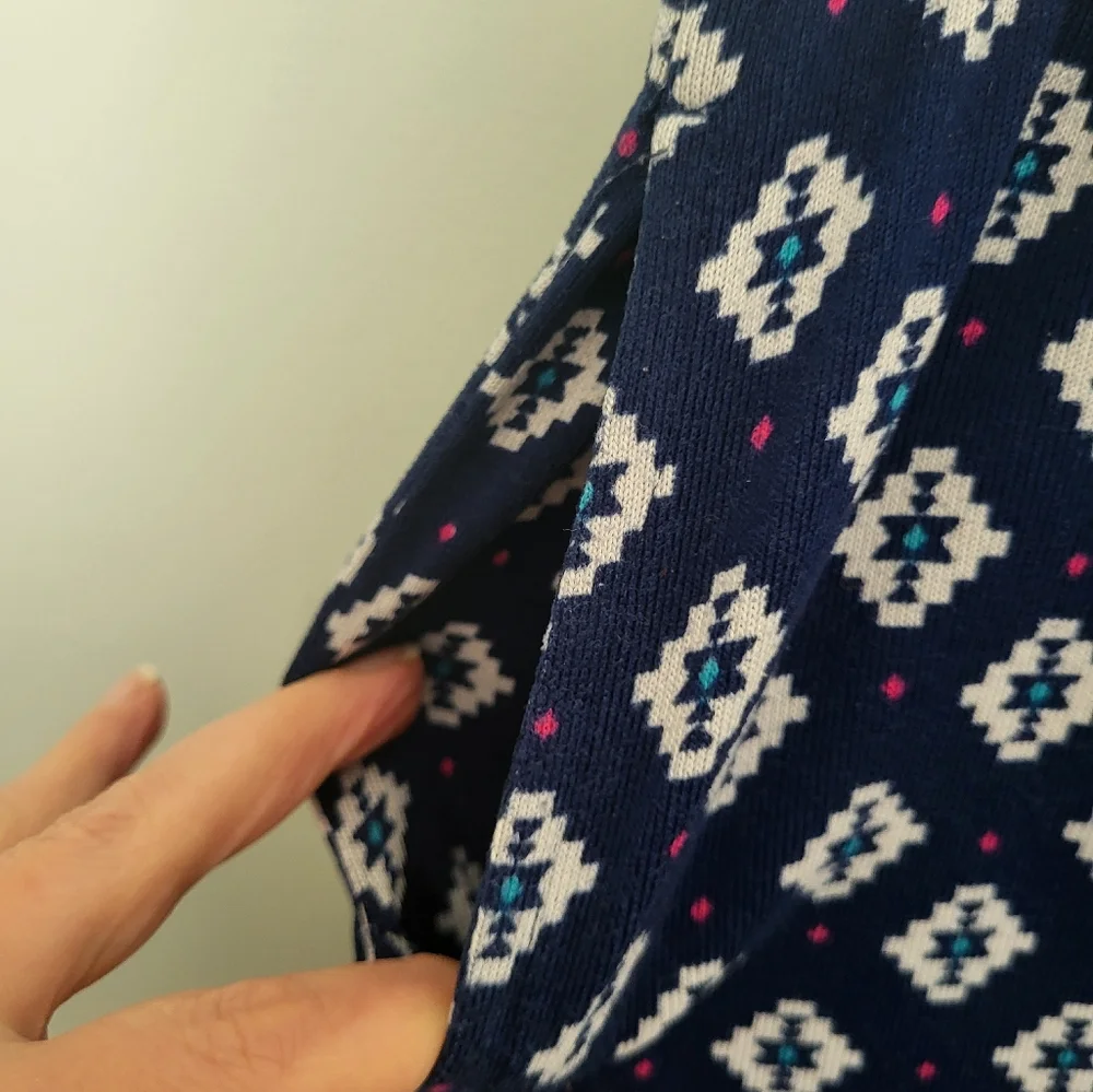 Cuddle‎ Duds 2 Piece Long Sleeve Pajama Lounge Set Blue Small Geometric